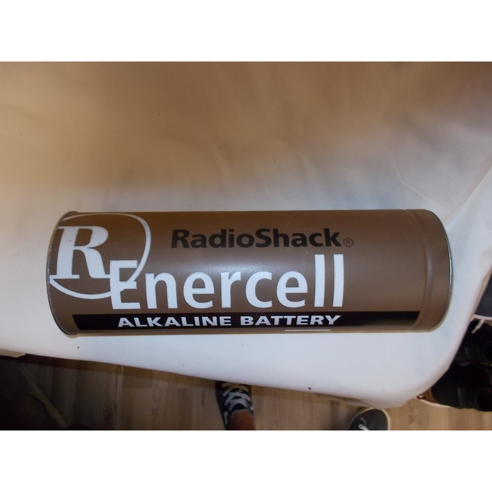 Vintage RadioShack Enercell Alkaline Battery Coin Bank Tin Collectible Retro